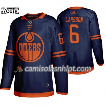 Camisola Edmonton Oilers Adam Larsson 6 Adidas 2019-2020 Azul Authentic - Criança